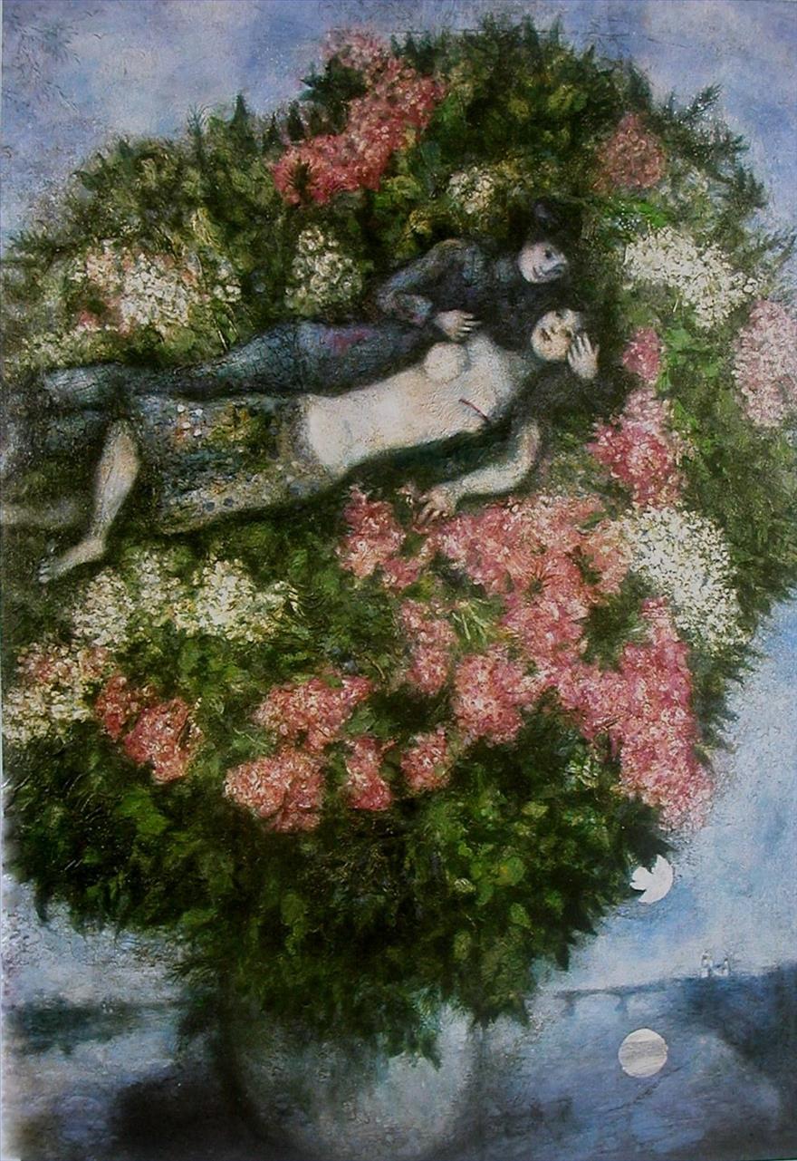Les amants aux lilas contemporain Marc Chagall Peintures à l'huile
